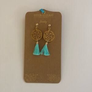 Shiraleah Chicago jewelry - Anthropologie Bali tassel earrings in turquoise NEW